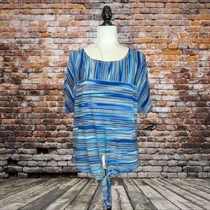 Fever Striped Short Sleeve Top